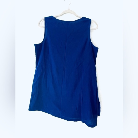 Chicos Sleeveless Cotton Asymmetrical Blue Top Size 1 - Picture 3 of 6